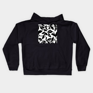 LEAVES AND VINES IN BLACK AND WHITE PATTERN Kids Hoodie